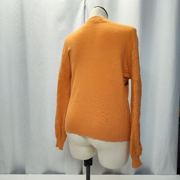 Vila Milano V-Neck Sweater Womens XL Textured Bishop Sleeves Peach Color - Picture 6 of 7
